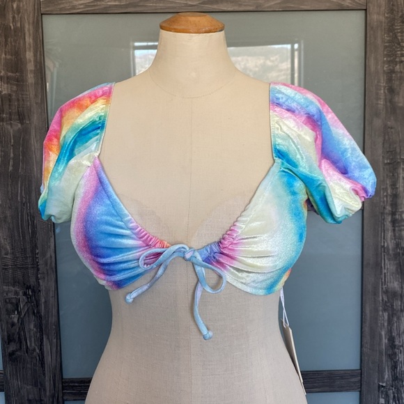 Quint Soul two piece bikini bathing suit w bolero style top tie closure. Medium - Picture 3 of 17